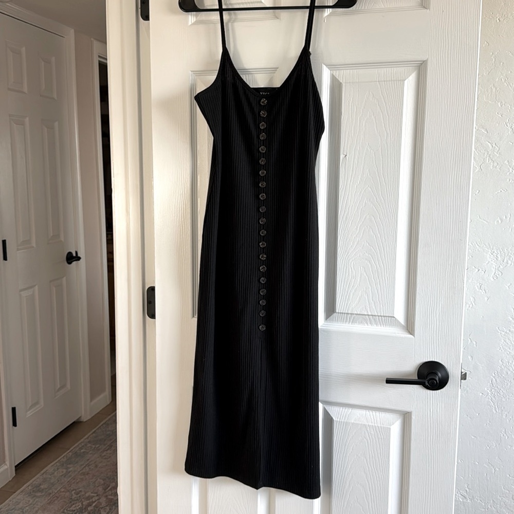 Black button down midi dress